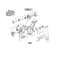 Housing/Blower Tube Diagram and Parts List for BV1800 Type 2 Weed Eater Leaf Blower / Vacuum
